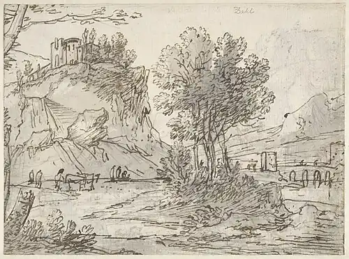 Italianiserend heuvellandschap met brug