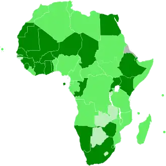 Lidstaten AfCFTA ■&nbsp;Geratificeerd■&nbsp;Ondertekend in maart 2018, niet geratificeerd■&nbsp;Ondertekend in juli 2018, niet geratificeerd