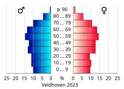 Bevolkingspiramide van de gemeente Veldhoven