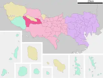 Situering van Akiruno in de prefectuur  Tokio