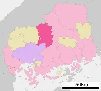 Situering van Akitakata in de prefectuur  Hiroshima