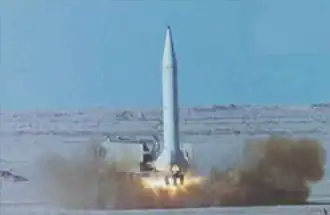 Test van een Iraakse Al Samoud-raket in 1997.