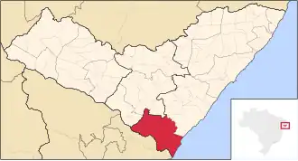 Ligging van de Braziliaanse microregio Penedo in Alagoas