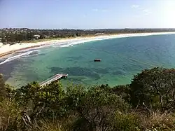 Gele vlotten van de Middleton-strand haaienbarrière maart 2016