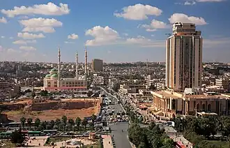 De stad Aleppo in Noordwest-Syrië in september 2014. Om deze stad werd tijdens de Syrische Burgeroorlog zwaar gevochten.