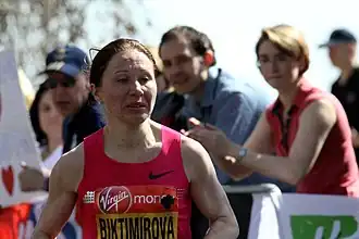 Tijdens de marathon van London 2013