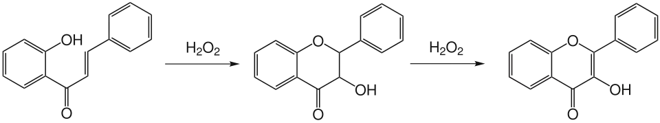 Algemeen reactieverloop van de Algar-Flynn-Oyamada-reactie
