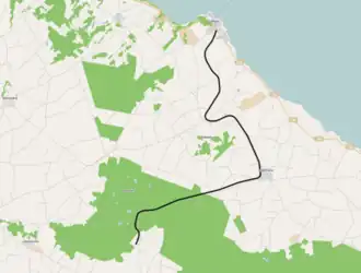 Spoorlijn Almindingen - Gudhjem op de kaart