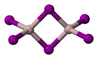 alt=Dimeer van 
  
    
      
        
          
            AlI
            
              3
            
            
              
            
          
          ,
          
            Al
            
              2
            
            
              
            
          
          
            I
            
              6
            
            
              
            
          
        
      
    
    {\displaystyle {\ce {AlI3, Al2I6}}}