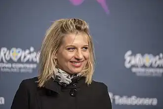 Amandine Bourgeois tijdens het Eurovisiesongfestival 2013