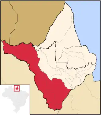 Ligging van de Braziliaanse microregio Mazagão in Amapá