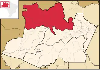 Ligging van de Braziliaanse mesoregio Norte Amazonense in Amazonas