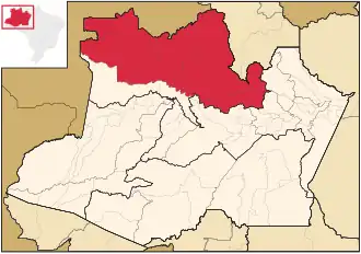 Ligging van de Braziliaanse microregio Rio Negro in Amazonas