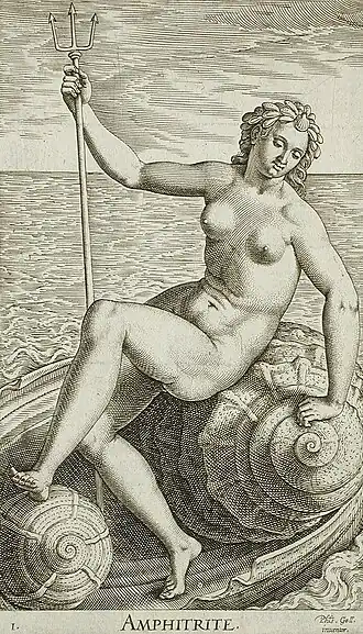 Gravure Amphitrite, 1587 door Philip Galle