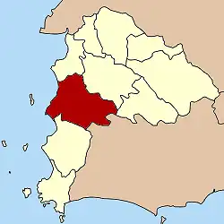 Kaart van Chonburi met de Amphoe Si Racha aangegeven