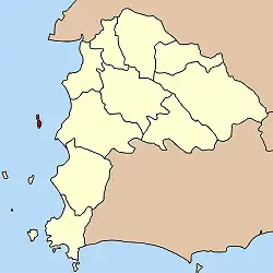 Kaart van Chonburi met de Amphoe Ko Si Chang aangegeven