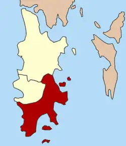Kaart van Phuket met de Mueang Phuket aangegeven