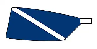 Boten van De Amstel zijn herkenbaar aan donkerblauwe bladen met witte diagonale band