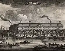 Links de brug eind 17e eeuw