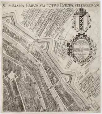 Kaart van Pieter Bast; de brug bij de eerste schans van onderen