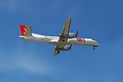 Saab 2000 van OLT tijdens de landing