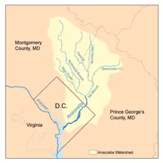 Het stroomgebied van de Anacostia