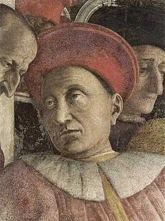Detail van een fresco in de "Camera degli Sposi" van Andrea Mantegna, geschilderd rond 1470
