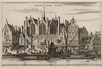 Gravure van de Nieuwezijds Kapel door Jacob van Meurs uit 1663