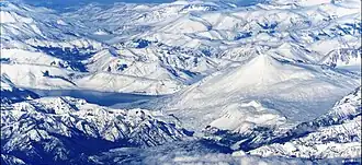 De vulkaan in de winter