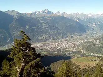 Panorama van Aosta uit noordoosten