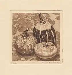 Drie pompoenen (ets)