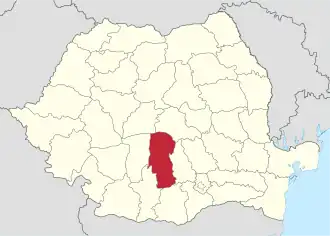 Locatie van district Argeș in Roemenië