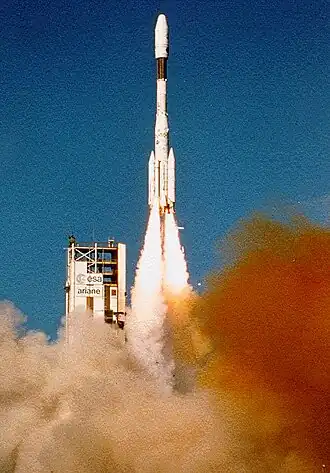 Lancering van de eerste Ariane 4 op 15 juni 1988