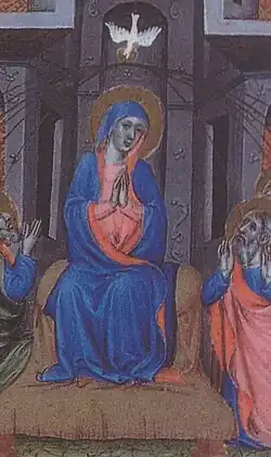 Arnau Bassa, Pinksteren in het getijdenboek, f.160v