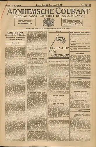 Arnhemsche Courant van 8 januari 1929.