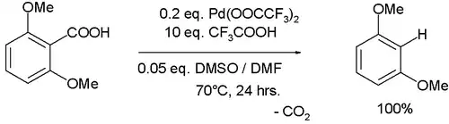 Aromatische decarboxylering onder invloed van Palladium(II)trifluoracetaat