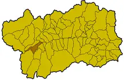 Locatie van Arvier in Aostadal (AO)