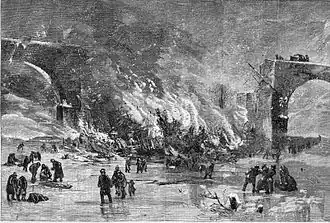 Afbeelding van de ramp die verscheen in Harper's Weekly in januari 1877