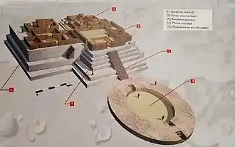 reconstructie van een van de platformheuvels van Aspero