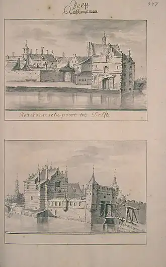 Twee gezichten op de Rotterdamse Poort (Delft)