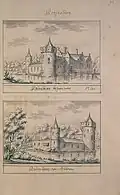 Afbeeldingen uit de Atlas Schoemaker (1710-1735). De betrouwbaarheid van de tekening kan in twijfel worden getrokken.