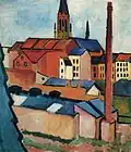 Marienkirche mit Häusern und Schornstein (1911)