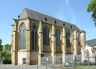 Augustijnerkerk of Sint-Catharinakerk (Trier) met vierbeukig koor vanuit het noordoosten