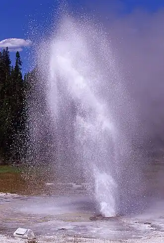 Een uitbarsting van Aurum Geyser in 1999