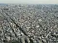 Skytree Tokyo, uitzicht vanaf het tweede observatieplatform (450m)