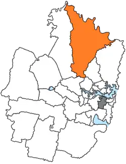 Locatie van Hornsby Shire in Sydney