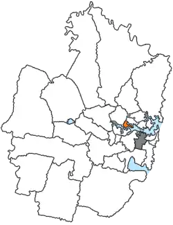 Locatie van Municipality of Hunter's Hill in Sydney