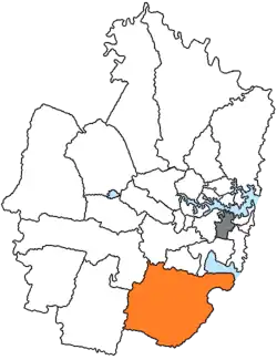 Locatie van Sutherland Shire in Sydney