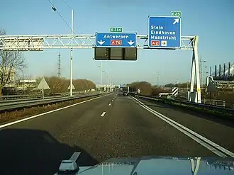 De A76 aan Knooppunt Kerensheide (situatie voor 2011)