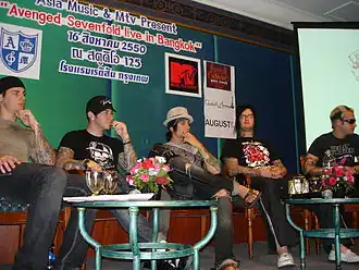 Avenged Sevenfold in Bangkok, 2007(v.l.n.r. M. Shadows, Zacky Vengeance, Synyster Gates, The Rev, & Johnny Christ)
